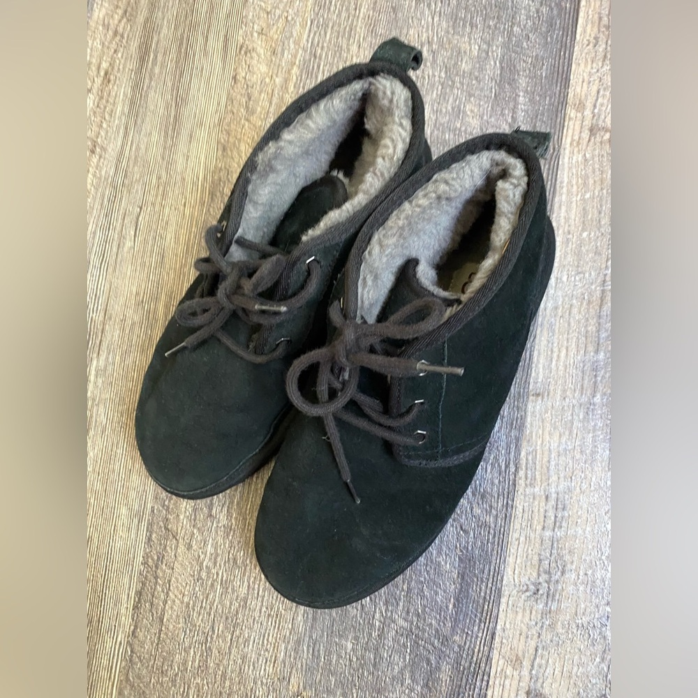 UGG men’s Black Suede Ankle Boots with Fur Lining